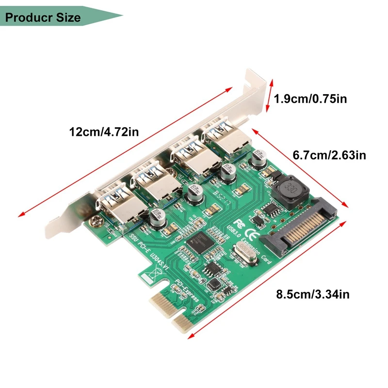 Супер скорость 4 порта Pcie к Usb 3,0 плата расширения с 15 Pin Sata разъем питания Usb3.0 Pcie контроллер концентратор для рабочего стола