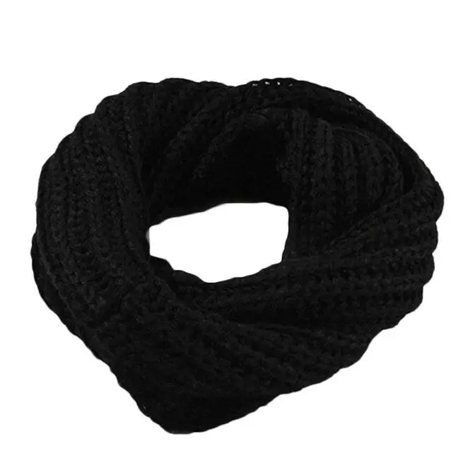 Шарф унисекс, вязаный шерстяной шарф, шаль, накидка, зима, теплый воротник, винно-красный, черный, белый, чистый цвет, шарфы для пар# p7 - Цвет: Black