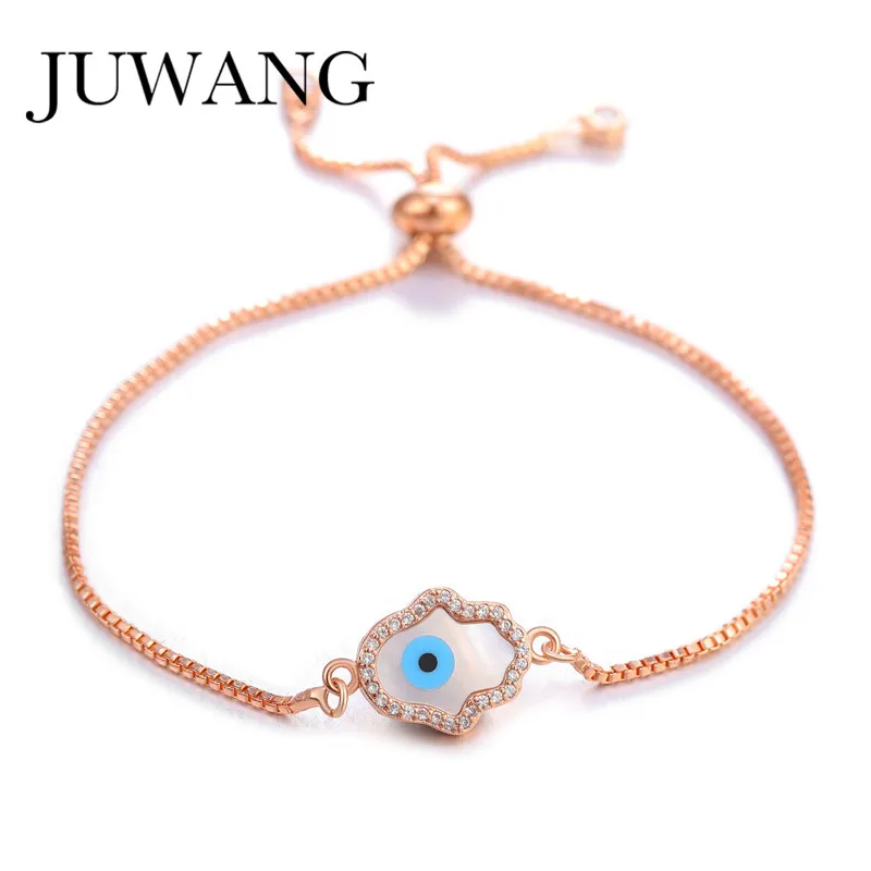 Турецкий дизайн сглаза браслеты Браслеты Регулируемый для женщин Pave CZ голубой глаз браслет розовое золото серебро ювелирные изделия