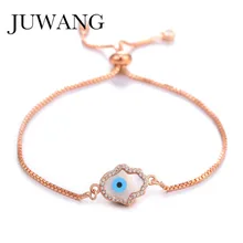 Турецкий дизайн сглаза браслеты Браслеты Регулируемый для женщин Pave CZ голубой глаз браслет розовое золото серебро ювелирные изделия