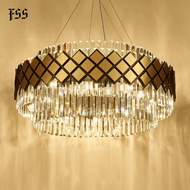 FSS Современная хрустальная Золотая прямоугольная люстра светильник ing для