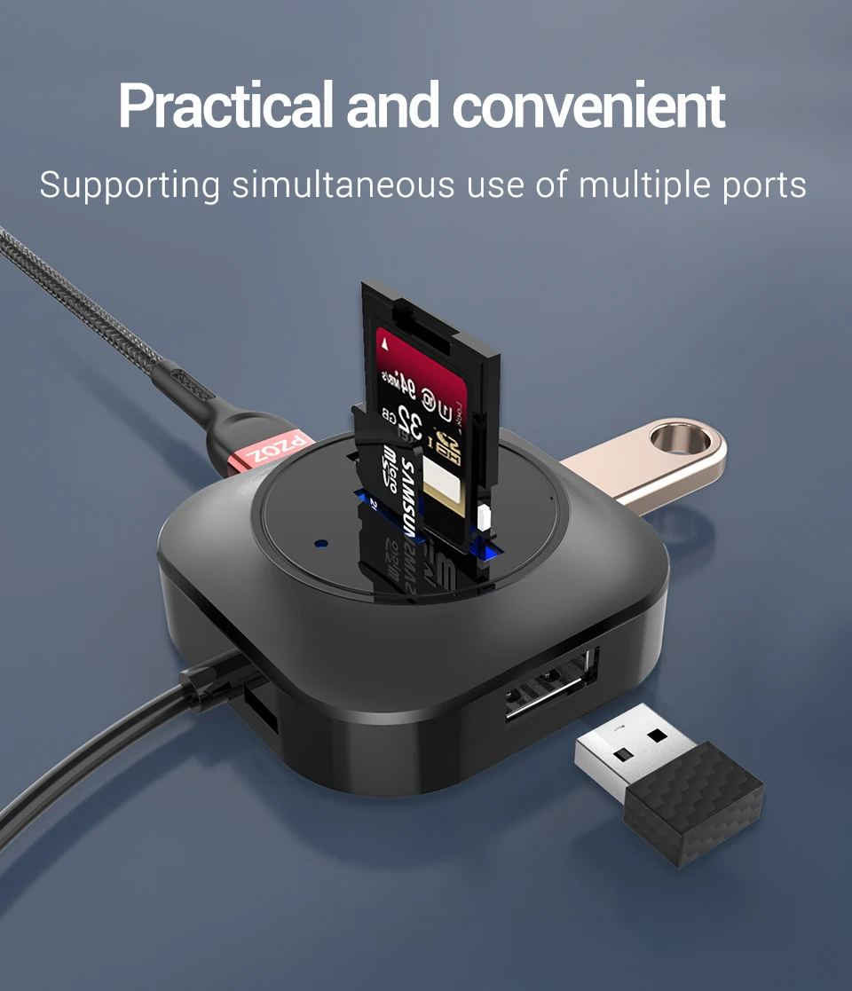 PZOZ usb-хаб USB 2,0 высокоскоростной 3/4 устройство для чтения карт SD TF все в одном Мульти USB Hab адаптер для ПК компьютера usb разветвитель аксессуары