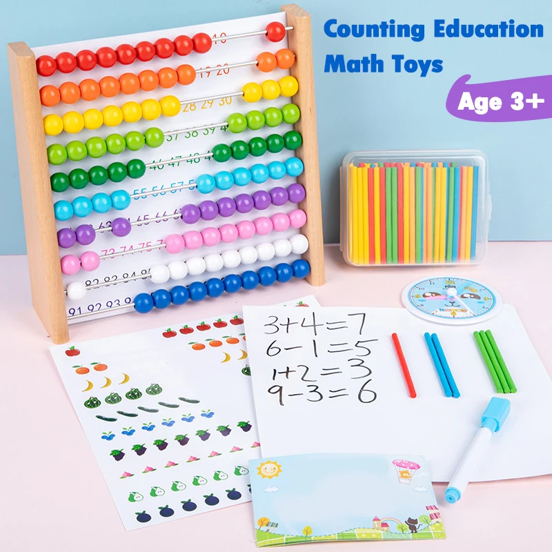 Wooden Abacus Educational Math Toy Children Counting Beads Puzzle