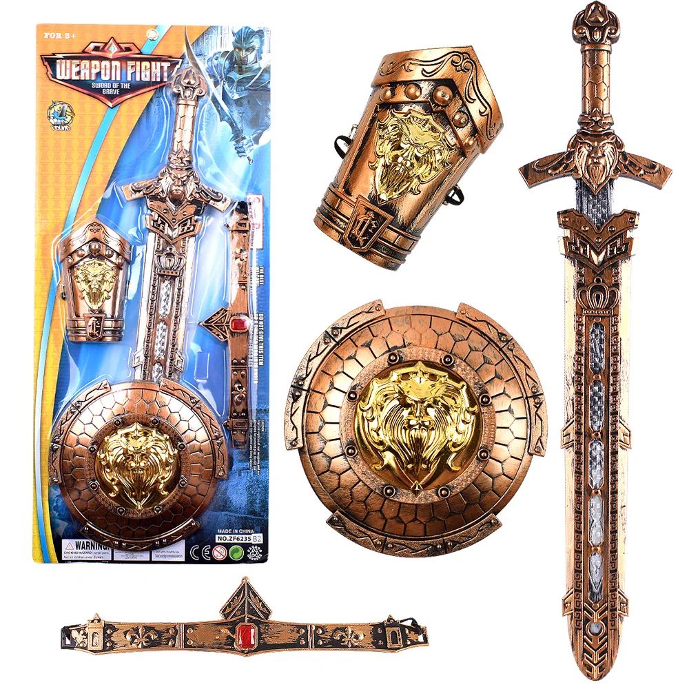 

New Products Hot Sales CHILDREN'S Toy Bronze zhan ju Four-piece Set Set Plastic Sword Toy Model Boy Gift