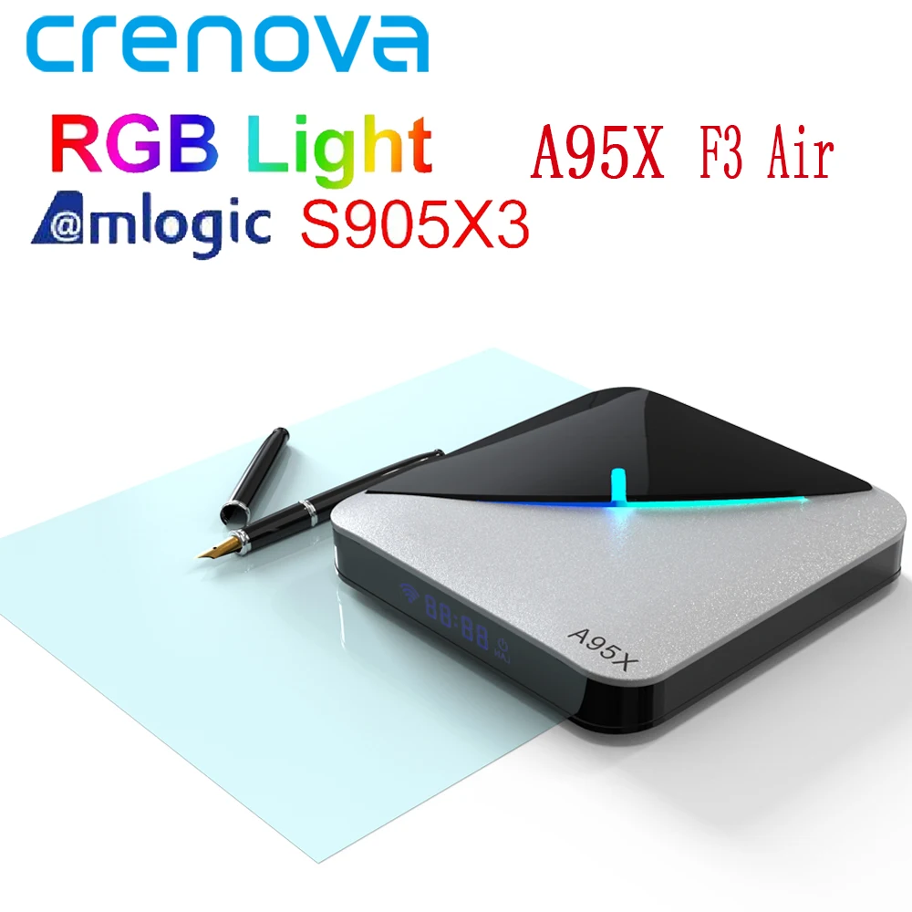 ТВ приставка Crenova Android 9,0 S905X3 6 RGB огней 4G DDR3 32EMMC 2,4G/5G WiFi HDMI 2,1 USB2.0 Youtube Netflix Google телеприставка