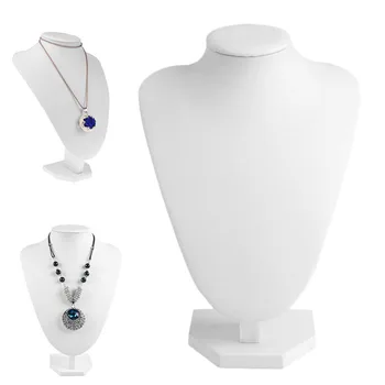 

Faux Leather Mannequin Jewelry Necklace Display Holder Neck Bust Stand Showcase
