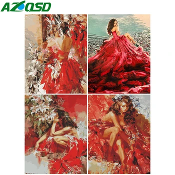 

AZQSD Oil Painting By Numbers Girl Handmade Gift DIY Unframe Pictures By Numbers On Canvas Portrait Kits Home Decoration