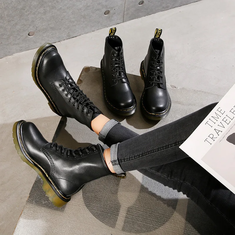 

New Genuine Leather Eight-Eye Lace-Up women Boots Motorcycle Boots women shoes Motorcycle boots boots women