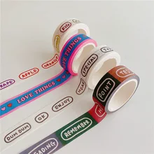 Bandes Washi avec lettres, 4 pièces, Kawaii, pour masquage décoratif, pour Scrapbook, carnet de notes, planificateur, papeterie mignonne, fournitures scolaires et de bureau