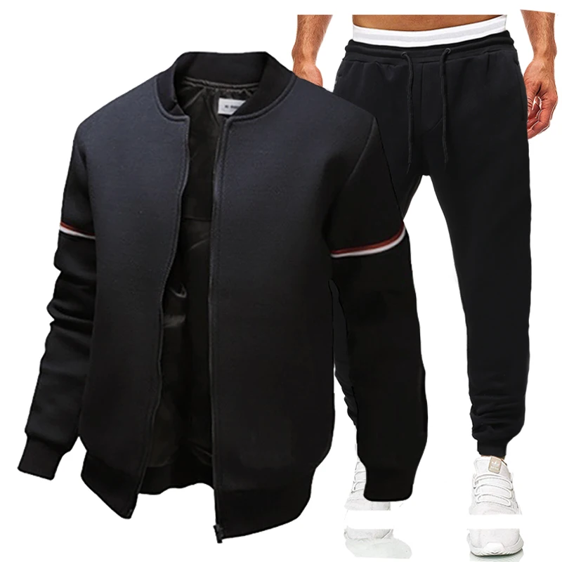 mens loungewear sets Jackets Sweatpants Male Set Arm Stripes Coat Pants Men's Tracksuit Casual Sportswear Men's Clothing mens loungewear sets