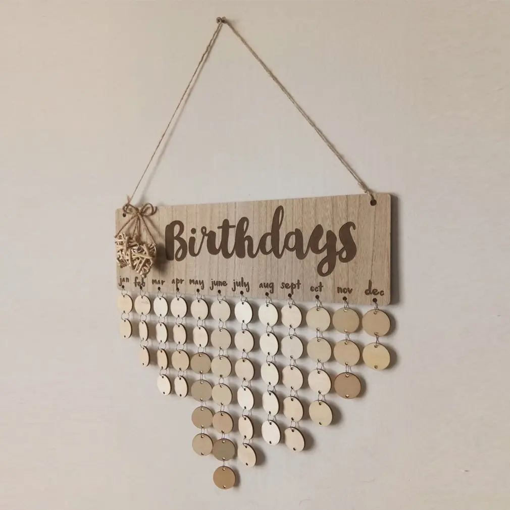 Chritsmas Birthday Special Days Reminder Board Home Hanging Decor Wooden Calendar Board Hanging Ornament New Year Decoration