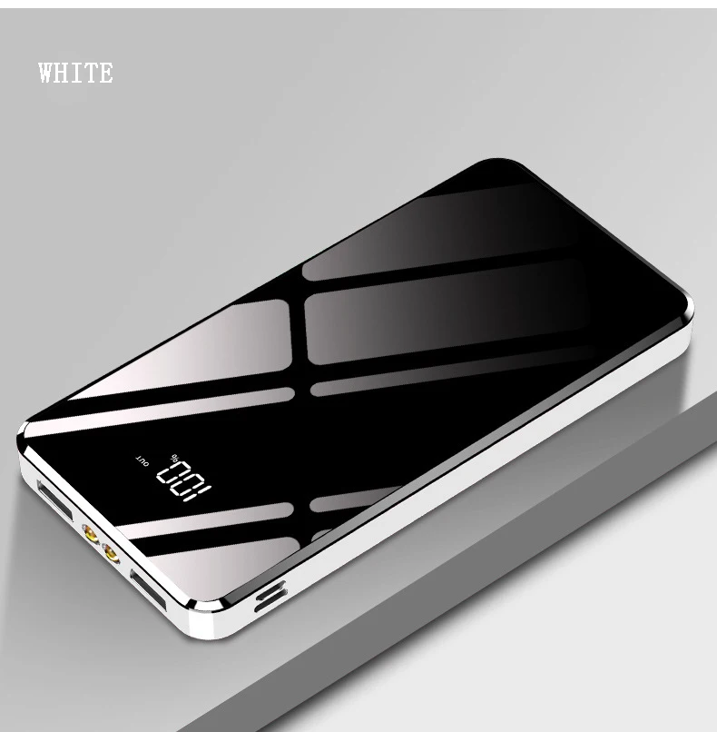 Xiaomi 30000 мАч Внешний аккумулятор для мобильных телефонов с ЖК-дисплеем и цифровым дисплеем, зарядка с сокровищами, тип-c, мобильный аккумулятор для xiaomi для iphone 7/8 plus - Цвет: Белый