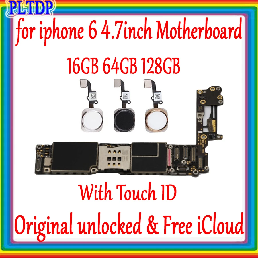 100% оригинальная разблокированная материнская плата для iphone 6 4 7 дюйма с/без Touch ID