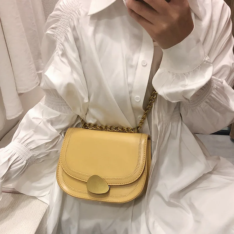 

Messenger bag women 2019 spring tide Korean retro texture shoulder saddle bag Joker fashion chain Messenger bag