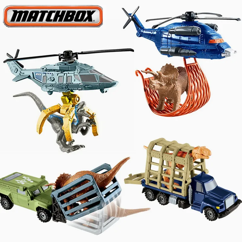 Matchbox 1:64 TYrannosaurus Armored Jeep Raptor helicopter