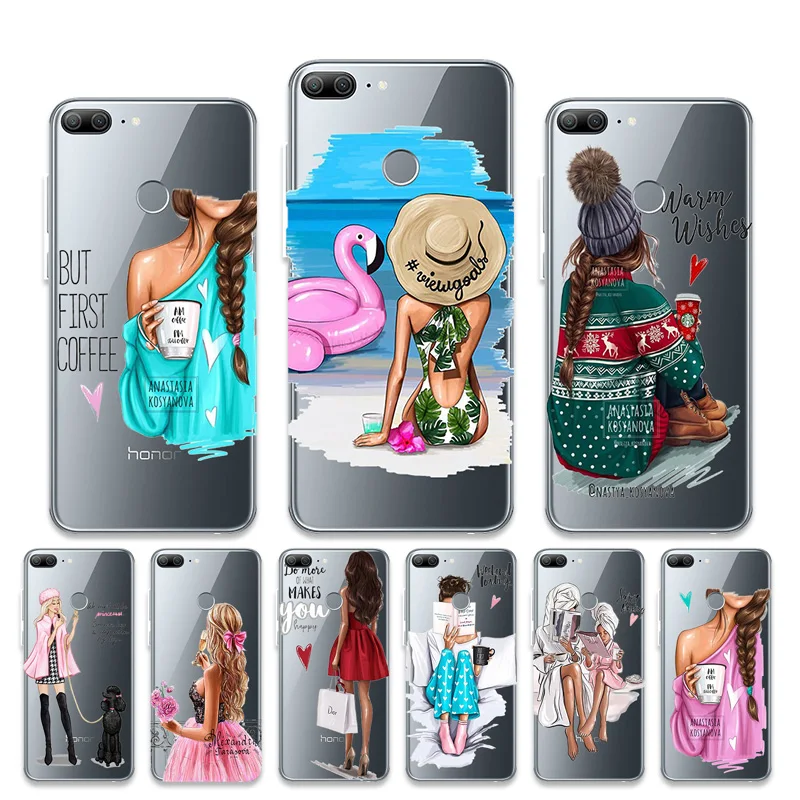 

For Huawei Honor 9 Lite 9X 6C Pro Case Fashion Super Mom Baby Girl Cover For Huawei Mate 10 Lite Pro Soft Transparent Case Etui