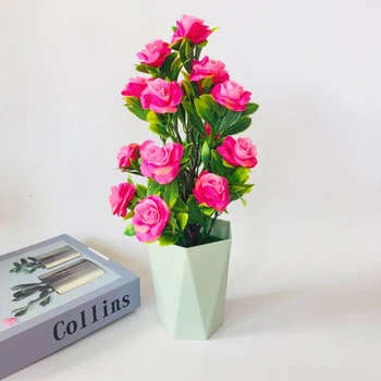 

Outdoor Flower Fake False Plants Flowers Artificial Garden Decor With Pot Plastic Artificial Flower Wholesale Desktop Decoration
