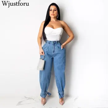 

Wjustforu Plus Size Loose Wide Leg Jeans For Women Beam Foot Casual Straight Jeans Female Blue Fashion Denim Jean Pants Vestidos