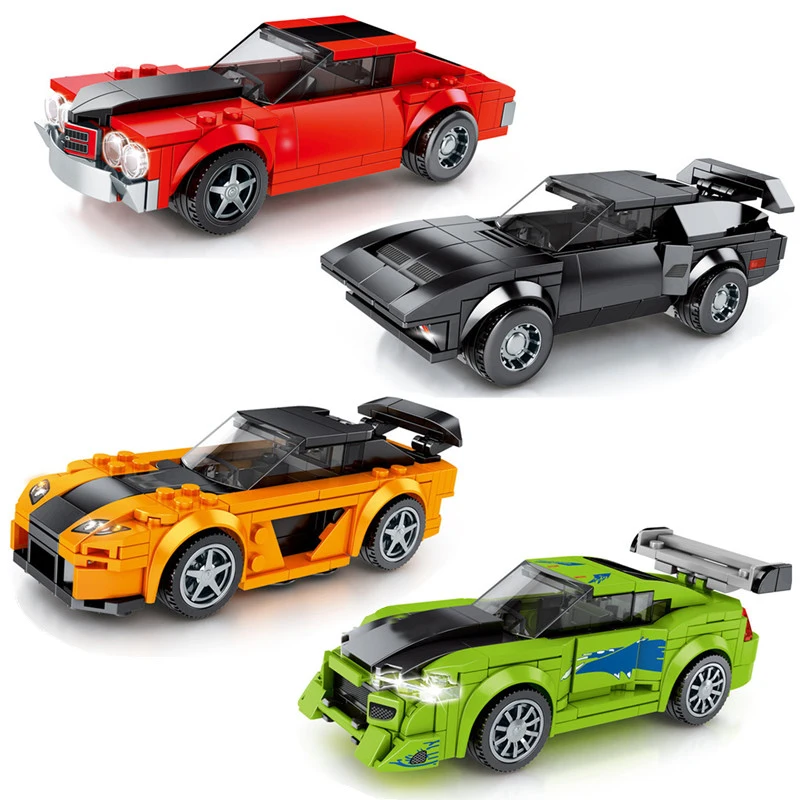 4 шт. создатель города Technic Super Racers speed Champions спортивный гоночный автомобиль строительные блоки кирпичи наборы детские игрушки подарки - Цвет: Зеленый