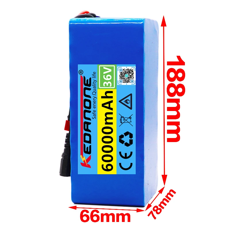 Genuine New 10S4P 36V Battery 60Ah Rechargeable lithium Battery Pack Built-in 20A BMS for 750W 1000W BAFANG Kit With 42v Charger