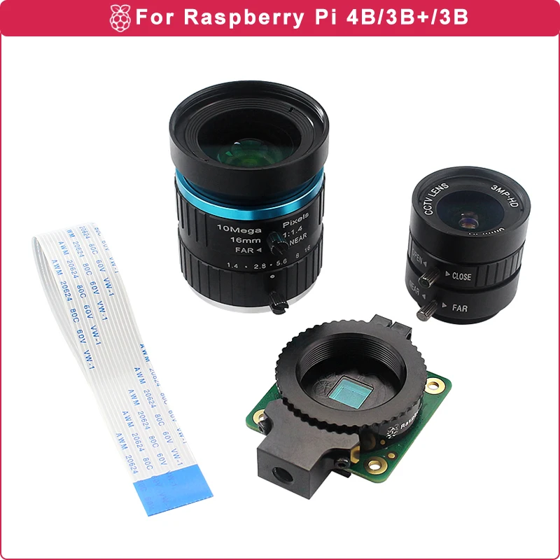 Raspberry Pi 4 HQ Camera Module Night Vision 12.3 Megapixel Sony IMX477 Sensor 6mm CS 16mm C-mount Lens for Raspberry Pi 4/3B+ afbeelding