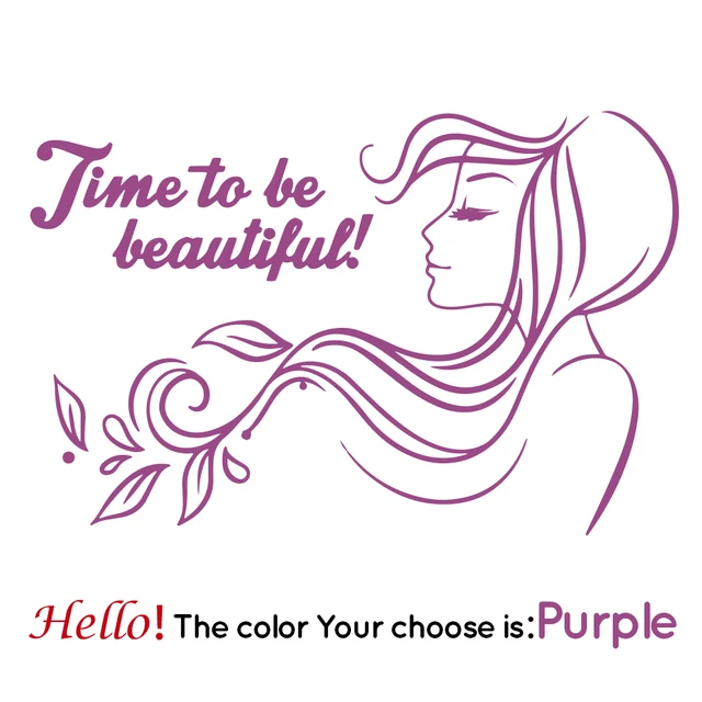 Fun Beautifil girl Wall Sticker Home Decor Decals For Woman Bedroom Vinyl Stickers Woman Beauty Quote Wallpaper Poster Mural Purple