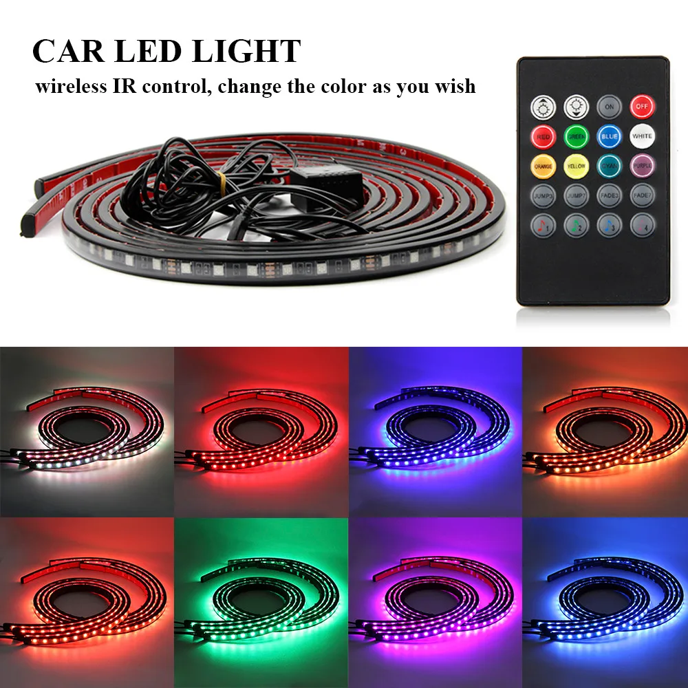 4 Unids автомобильный музыкальный контроллер RGB гибкий ленточный светильник комплект для окружающей среды лампа гибкий светильник ing ленточный автомобильный холодный светильник s