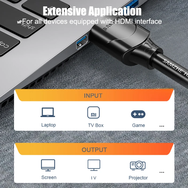 SAMZHE 4K HDMI2.0 кабель 1 м/2 м/3 м Rac HDMI 2 0 аудио разветвитель Кабель для ТВ Blue Ray PS Roku ПК