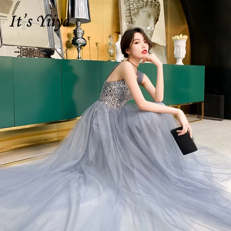 Вечернее платье без рукавов It's Yiiya K277V Neck вечернее длиной до пола 2020