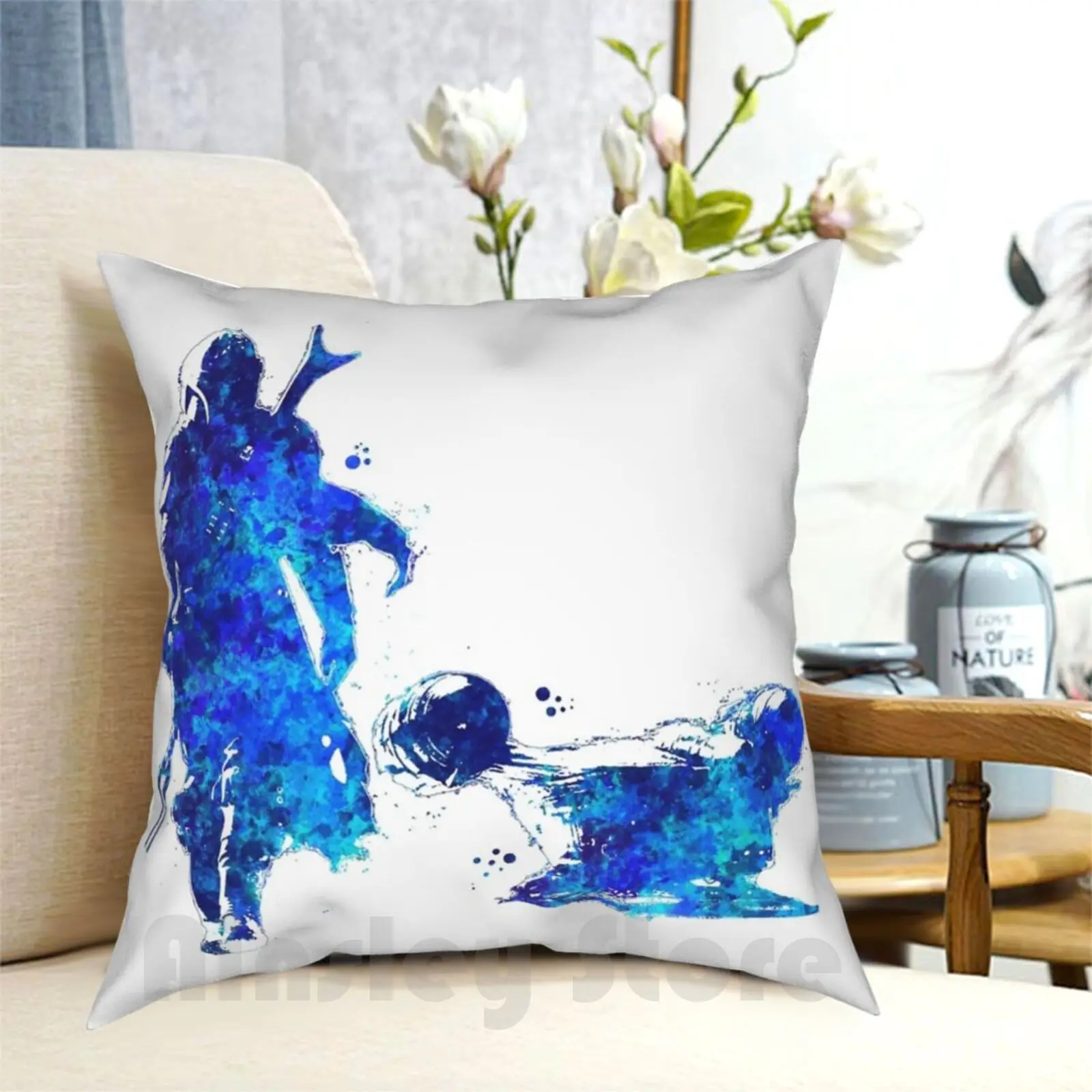 Mando And Ship Silhouette Dark Blue Pillow Case Printed Home Soft Throw Helmet Science Fiction Space Sunset | Дом и сад