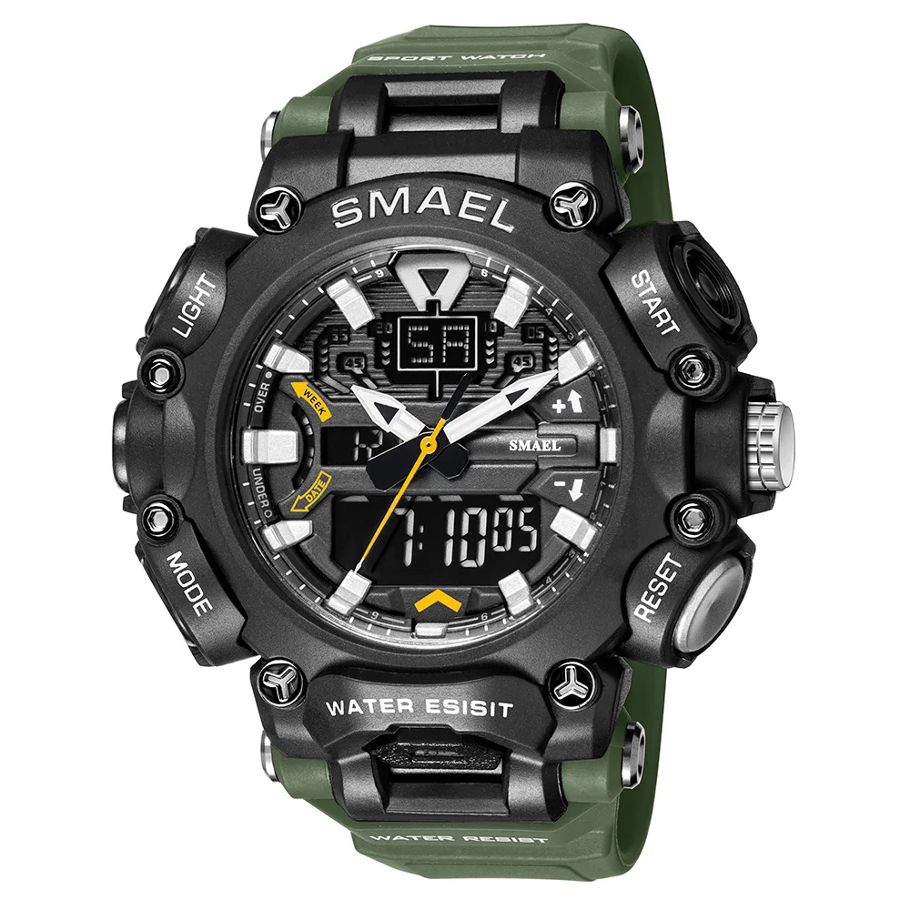 SMAEL Youth Fashion Digital Watch Men Shockproof Waterproof Dual Wristwatches LED Chrono Alarm Clock Mens Watches Cool Hour 8053 
