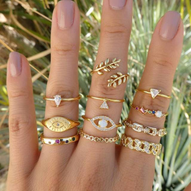Styles Trendy Boho Midi Knuckle Ring Set For Women Crystal Geometric Finger Rings Fashion Bohemian Jewelry
