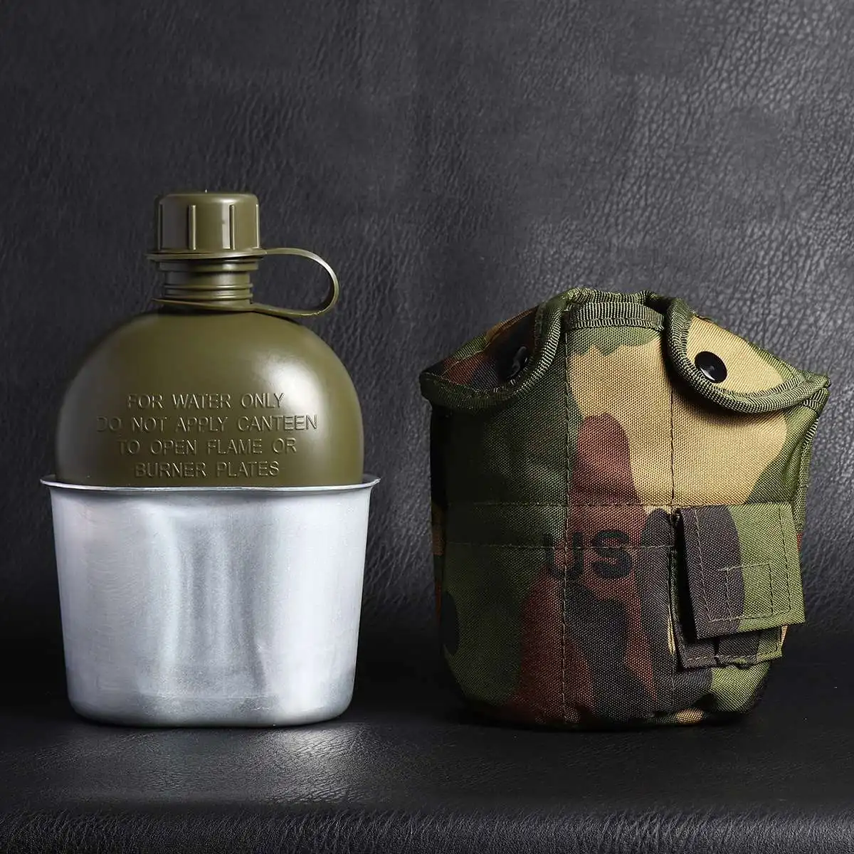 Outdoor 1L Military Camping Army Water Bottle With Pouch Tactical Gear Pouch for Camping Hiking Survival Climbing Accessories