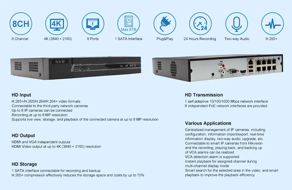 Anpviz Новинка 4K 8CH POE NVR комплект Plug& Play 8-канальная система безопасности камера 8 шт 8MP Bullet IP камера наружная Поддержка Onvif