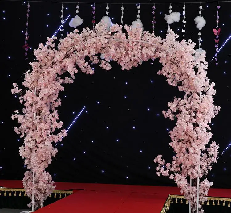JAROWN Artificial Cherry blossom Flower Pink Cherry Tree Sakura Wedding Stand Iron Arch Frame Party Decoration Home Backdrop Wall Decor (3)