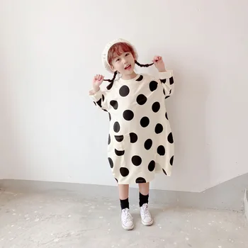 

Autumn 2020 New Children's Clothing Korean Girl's Long-Sleeved Polka Dot Sweater Skirt