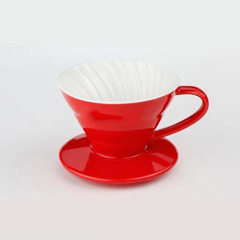 Керамический кофейник с воронкой двигателя V60 стиль капельная Кофеварка капсула Перманентный залейте над кофеварка с отдельной подставкой для 1-4 чашки - Цвет: Red