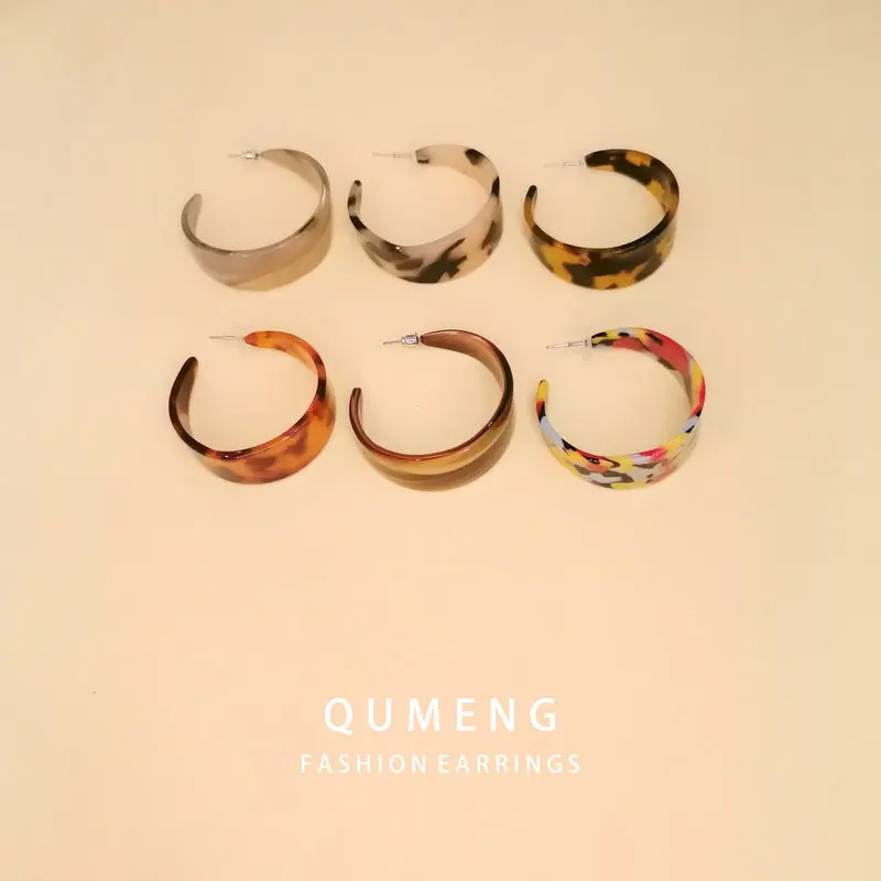 Женские акриловые серьги кольца QUMENG простые Разноцветные с образной формы