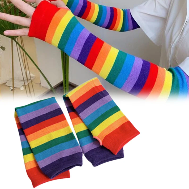 Sun Protection Glove Striped Gloves Arm Rainbow Sun Protection Hand