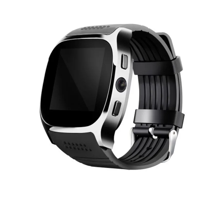 Черный Умные часы T8 для женщин, умные часы для мужчин, pk, xiaomi mi band 4, HD экран, sim-карта, камера, подключение Bluetooth, синхронизация reloj inteligente D5 - Цвет: Черный