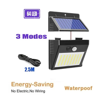 

64/30 LED Solar Lamp Waterproof Solar Night Light Motion Sensor Porch Path Street Fence Garden Stairs Wall Corridor Emergency Sc