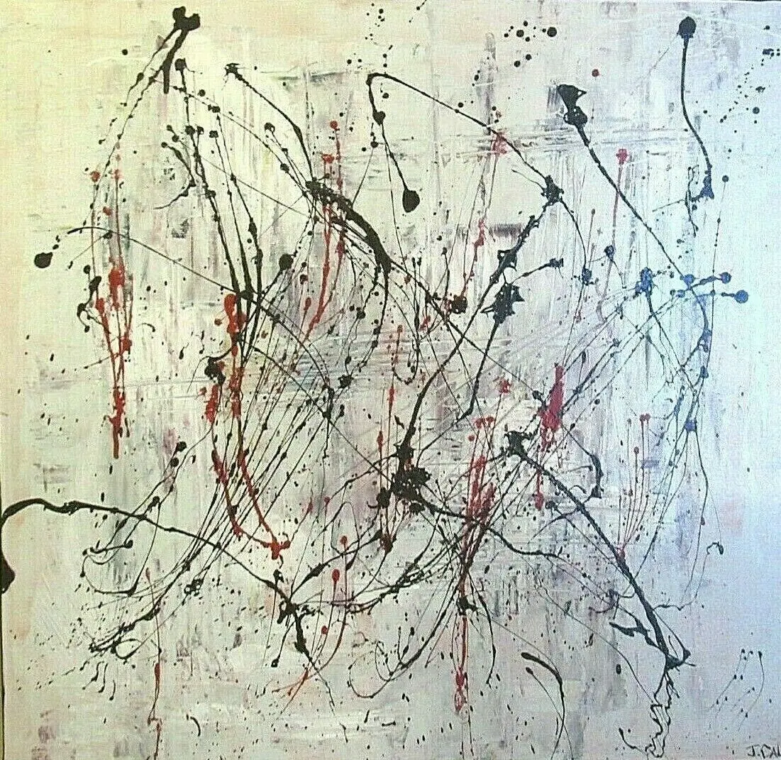 

Абстрактные акриловые оригинальные белые-Jackson Pollack стиль Кали черный белый холст картины для гостиной стены холст