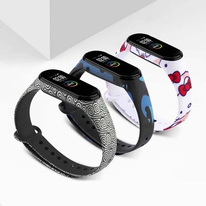 YAYUU ремешок на запястье для Xiaomi Mi Band 4 3 с цветочным силиконовым принтом без