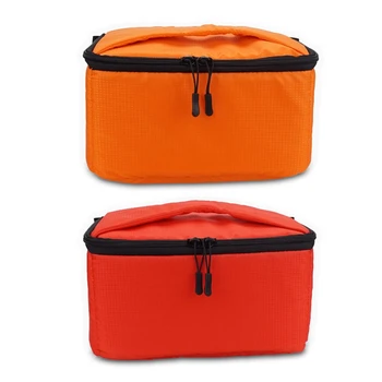 

2pcs Universal Insert Partition Padded Camera Bag Shockproof Sleeve Cover For Dslr Slr Camera - Orange & Red