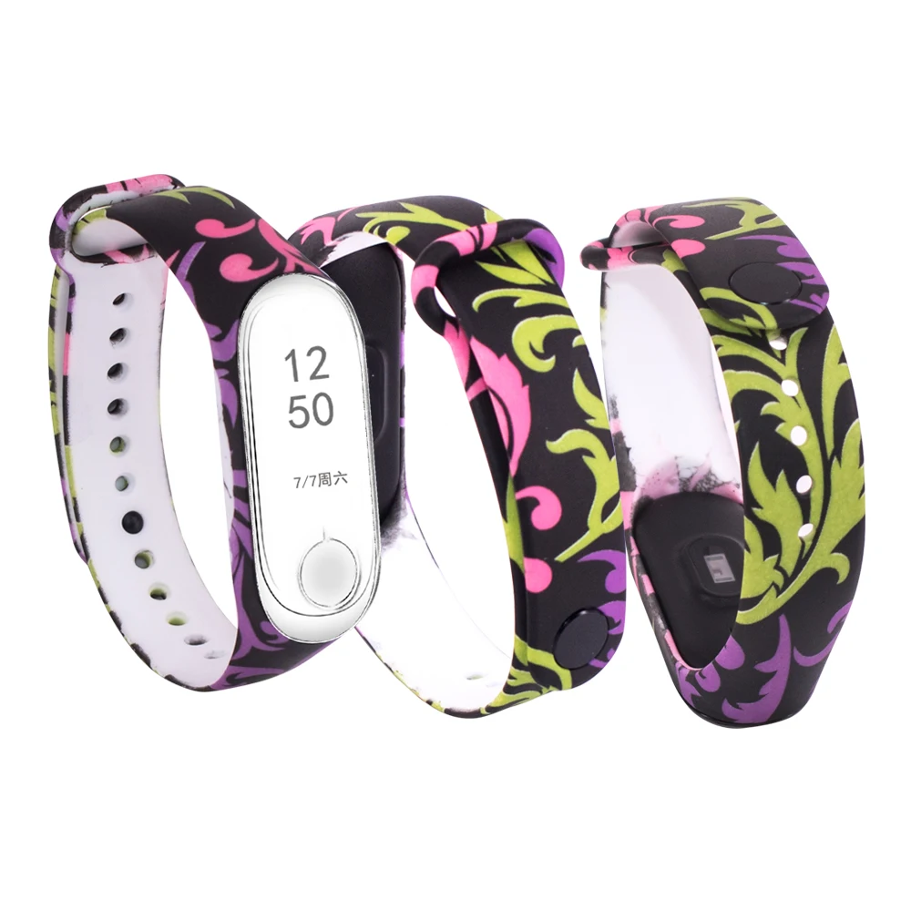 

Strap for Xiaomi mi band 4 bracelet band 3 strap printing Silicone Wristband Mi band 3 Bracelet Replacement Strap Smart watch