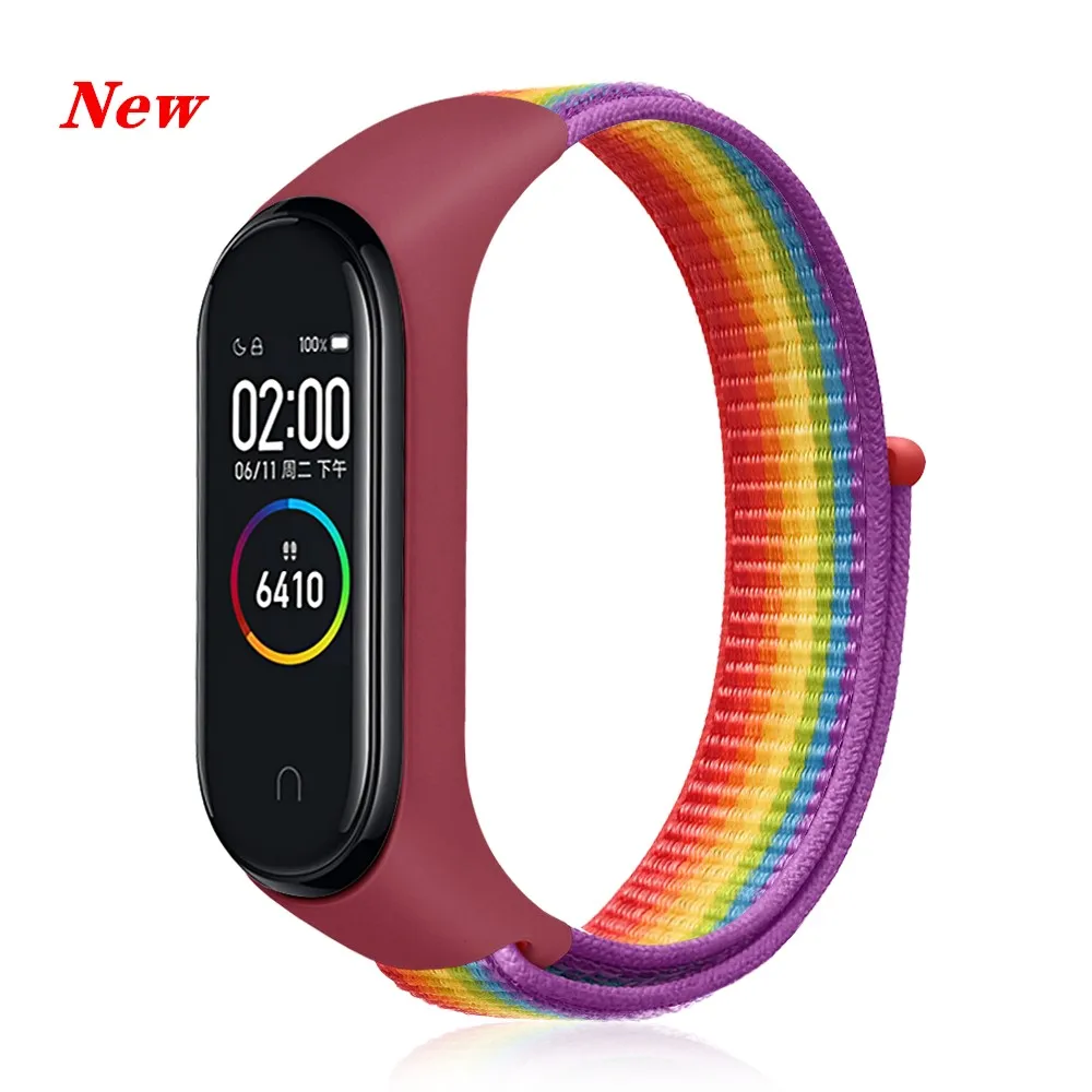 Умный Браслет ремешок для Xiaomi mi Band 4 3 спортивный нейлоновый дышащий браслет сменный Браслет аксессуары mi Band 3 4 ремешок - Цвет ремешка: Iridescent
