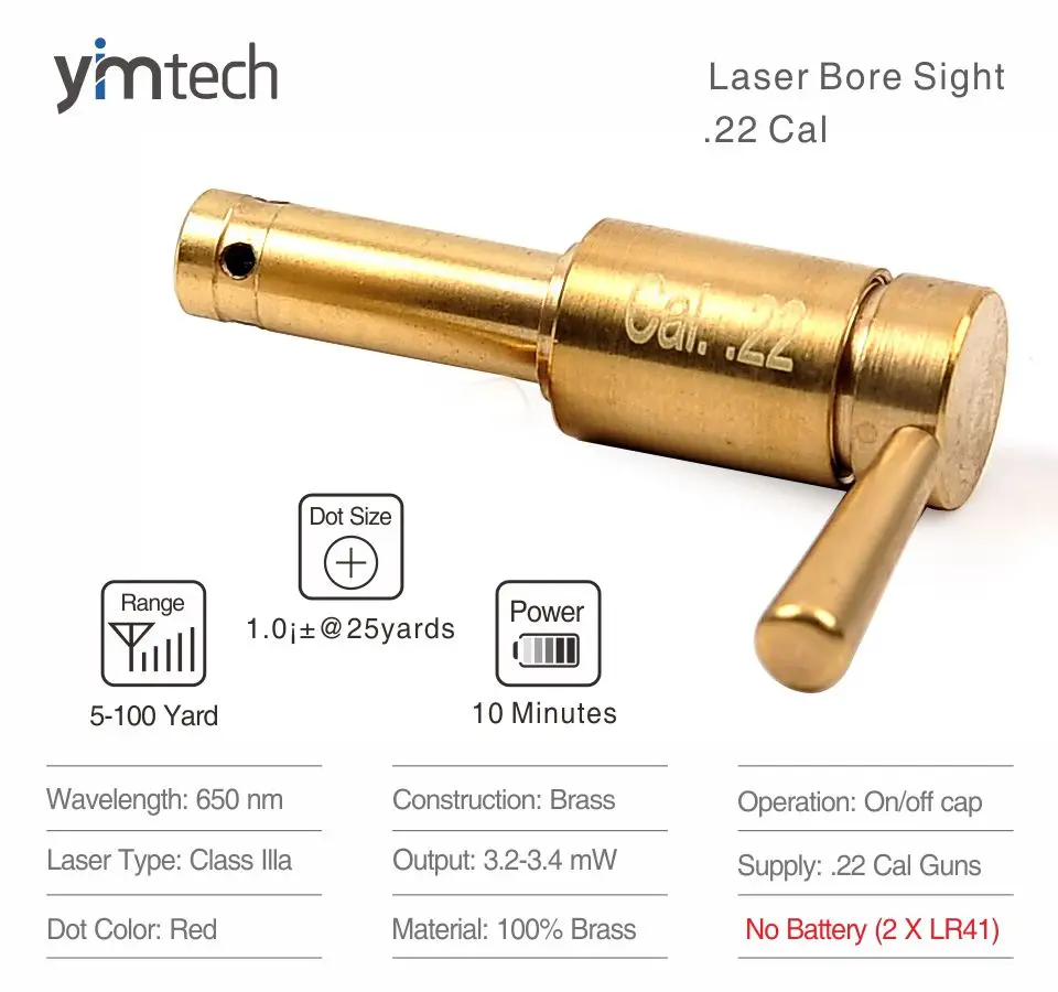 Boresighter Red Dot Laser Bore Sighter Collimator Laser Scope .22-.50 Caliber 