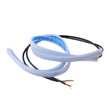 

2pcs 60cm Car Slim Sequential Flowing Flexible LED DRL Turn Signal Strip Headlight Light Silicone