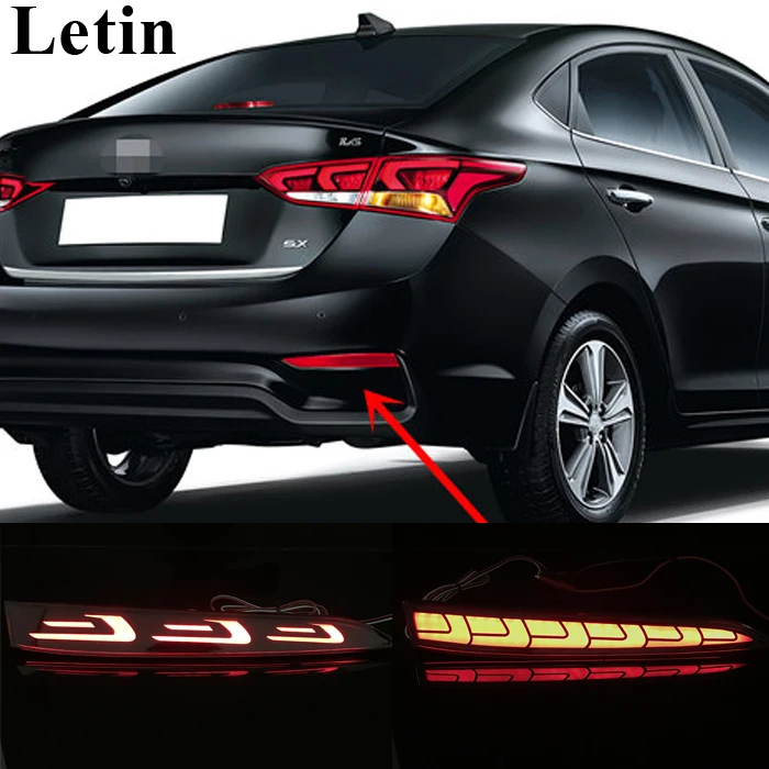 Светодиодный отражатель заднего бампера для Hyundai Solaris Accent 2017 2018|Сигнальная лампа|