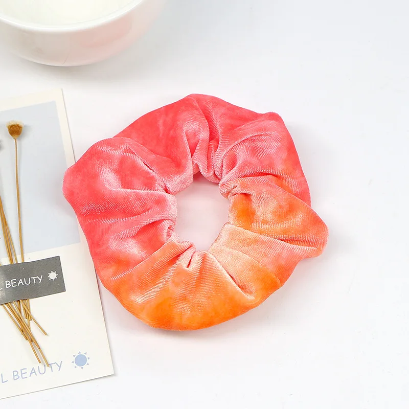 orange scrunchies 1 шт., повязка для волос, окрашенная резинка для волос, бархатные аксессуары для волос для женщин и девочек, повязка на голову, эластичная резиновая резинка для волос, резинка для волос, кольцо, конский хвост, держатель - Цвет: orange scrunchies